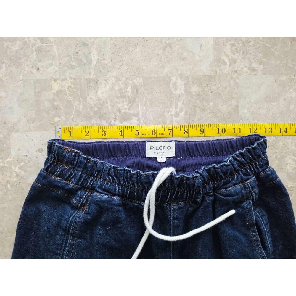 Pilcro Anthropologie Wide Leg Drawstring Utility Denim Jeans Dark Wash Small - Picture 10 of 12